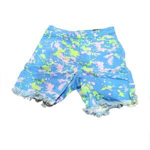 Wild Fable Blue Paint Splatter High Rise Bermuda Shorts Size 6 NWT